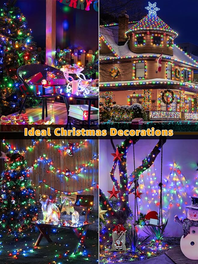 BrightChristmas 328 FT 1000 LED Christmas Lights, Waterproof Outdoor String Lights with Remote and Timer, Christmas Tree Lights with 8 Modes Dimmable, Fairy Lights for Holiday Decor (Multicolor)