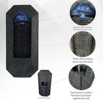 XBrand 23.3" H Black Wall Fountain with LED Light