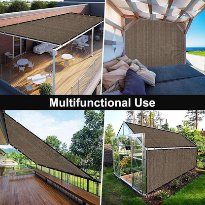 Artpuch 90% Sun Shade Cloth, 10 x 20 FT Pergola Shade Cover Canopy with Grommets, Sun Screen Fabric Tarp for Patio, Outdoor, Garden, Backyard, Mocha