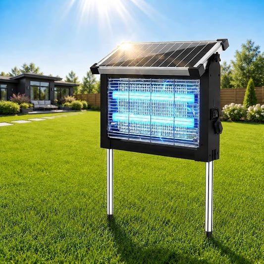 Solar Bug Zapper Outdoor Waterproof, 4500V Cordless Mosquito Zapper | USB-C rechargeable, solar powered with auto light sensor, hanging or stake use for patio, garden, backyard, camping, garage