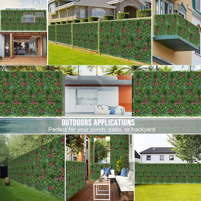 Grooy Boxwood Roll Panels, 12pcs 20"x20" Grass Wall (33.33sq.ft), Grass Backdrop, Privacy Screen, Sun Protected Green Wall Decor for Outdoor, Indoor, Garden, Backyard and Décor