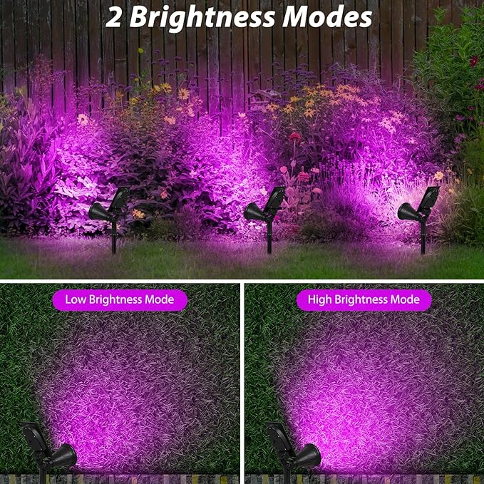 T-SUN Solar Spotights, 4 LED Waterproof Outdoor Solar Landscape Spot Lights, Dusk to Dawn 180 Angle Adjustable Solar Lights for Tree, Patio, Yard, Garden, Driveway, Stairs, Pool Area(Purple-1Pack)