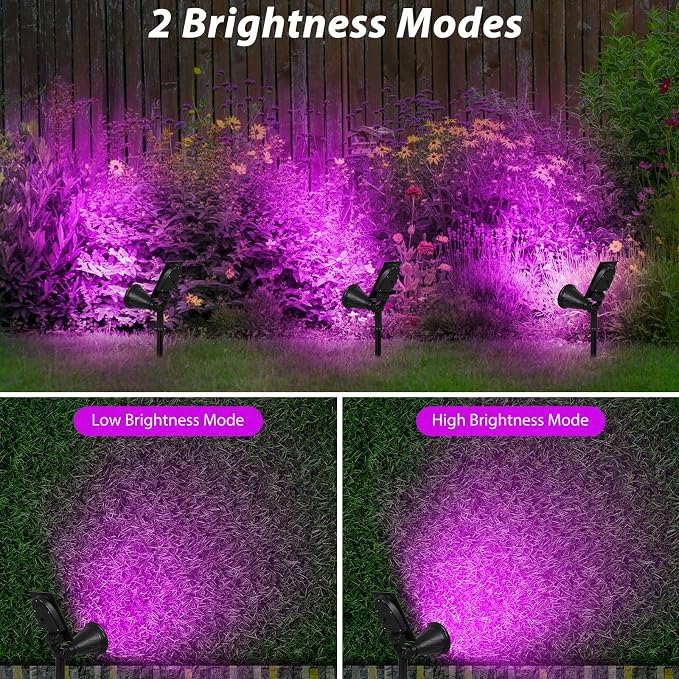 T-SUN LED Solar Spotlights, Waterproof Outdoor Security Landscape Lights, Auto ON/Off Solar Lights 180 Angle Adjustable for Tree, Patio, Yard, Garden, Driveway, Stairs, Pool Area(Purple-4 Pack)
