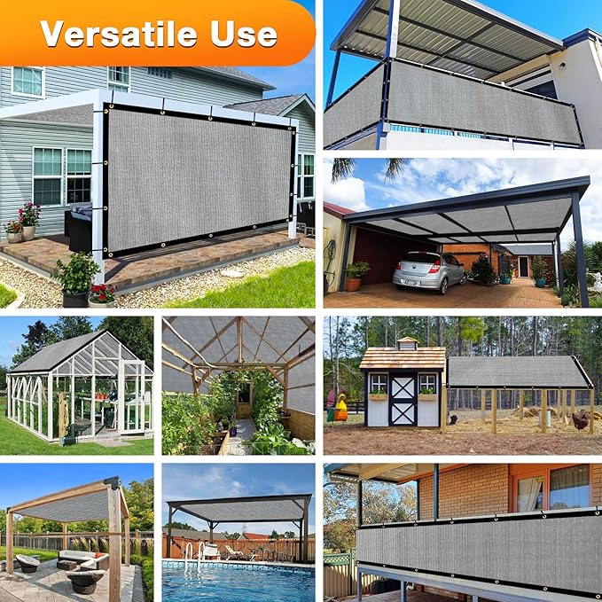 Artpuch Outdoor Pergola Shade Cover 9x9 FT Sun Shade Cloth with Grommets Light Grey 90% UV Protection Canopy Patio Privacy Screen (Customized Available)