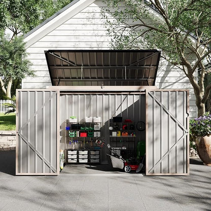 3x6 ft Garbage Bin Shed Stores, Outdoor Trash Can Storage 2 Binsgarbage Bin Storage Shed, Metal Trash Shed Waterproof Outside Storage