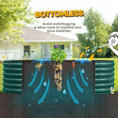 KING BIRD Raised Garden Bed Kit 2025 Upgraded Quick-Setup Galvanized Planter Garden Box Outdoor for Gardening, Vegetables, Flowers, 94x36x23 in, Green
