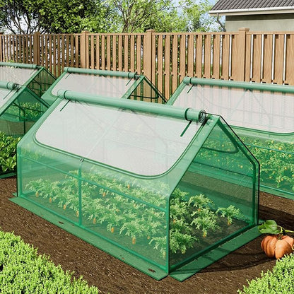 Superlele Mini Greenhouse for Outdoor, 6x3x3FT Portable Greenhouse with 2 Large Zipper Doors, Reinforced Green PE Mesh Cover for Plant Protection and Winter Gardening, Ideal for Raised Garden Bed