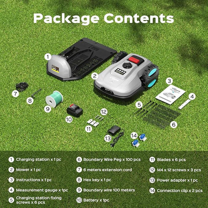 2026 New Robot Lawn Mower with App Control – Features Adjustable Cutting Height, Auto-Charging, Obstacle Detection and Brushless Motor for Lawns Up to 1/8 Acre, Dark Gray
