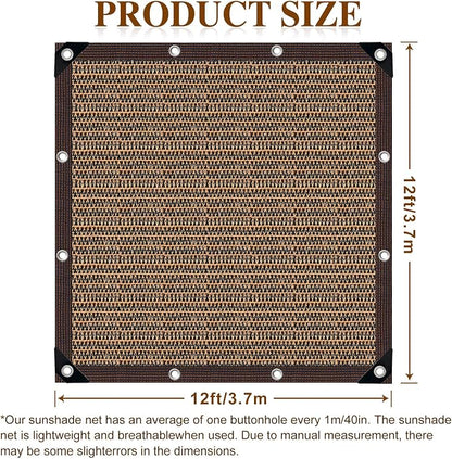 80% Sunblock Shade Cloth Net Resistant - 12x12Ft Garden Shade Mesh for Plant Cover, Greenhouse, Chicken Coop, Kennels, Tomatoes Plants
