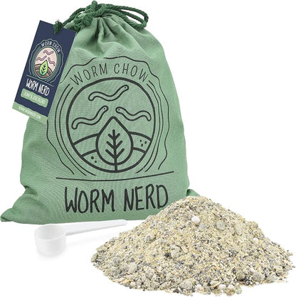 Worm Nerd Composting Worms – Live Red Wriggler Compost Worms Mix & Arcadia Garden Products Worm Chow - Jump & Jive Blend - 2 lbs, Wormeries, Vermiculture, Worm Feeding