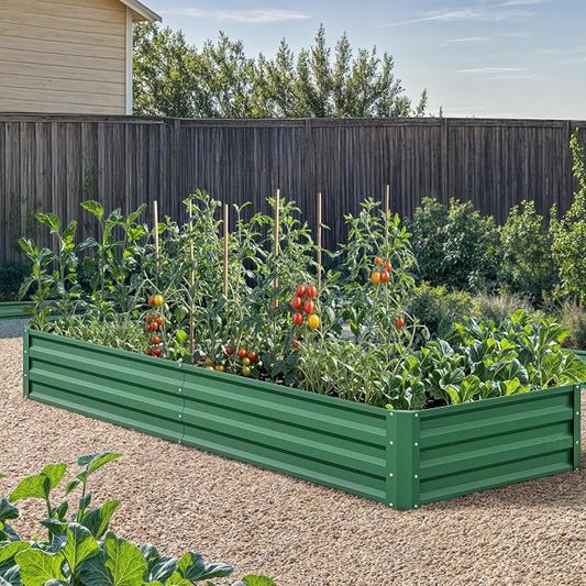 YITAHOME 72x36x12 in 2pcs Galvanized Raised Garden Bed Kit, Large Metal Planter Box with Gloves & Support Rod, Outdoor Flower Bed for Plants Vegetables, Green