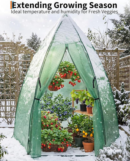 Greenhouse for Outsides, 54”x 54”x 71” Heavy Duty Green House Tent with Durable PE Cover, Garden Plant Protector with Zippered Door Mesh Window for Vegetables Flowers Fruits Herbs,Green