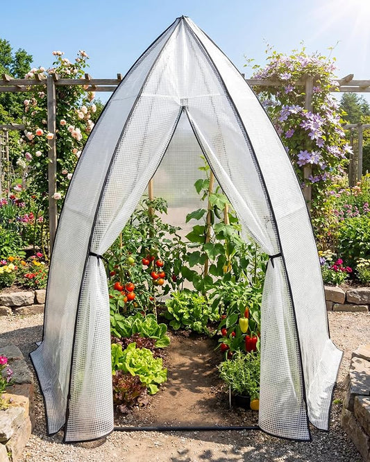 Greenhouse for Outsides, 54”x 54”x 71” Heavy Duty Green House Tent with Durable PE Cover, Garden Plant Protector with Zippered Door Mesh Window for Vegetables Flowers Fruits Herbs, Transparent