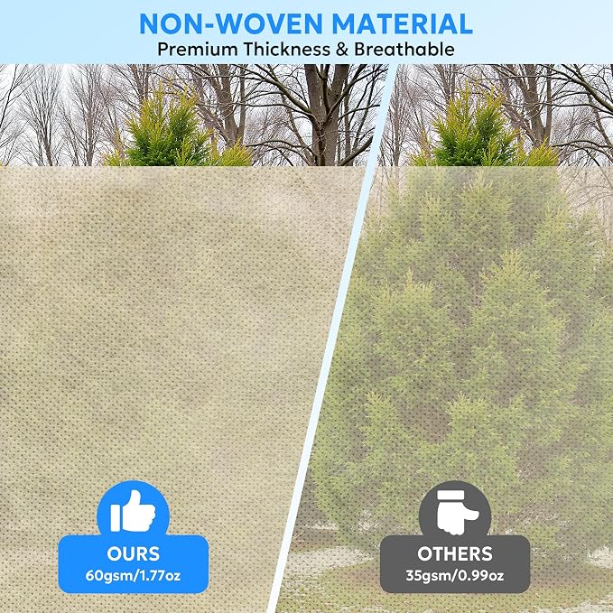 MIXC 4 Packs 2 Size Plant Covers Freeze Protection, Winter Plant Cover Cold Weather Tree Frost Cloth Warm Blankets Shrub Covers for Outdoor Plant （23''×23''+47''×71''）