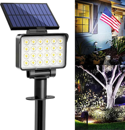 Solar Spot Lights Outdoor Waterproof for Flag, Tree, House, Garden, Yard, 3 Brightness Modes Solar Powered Landscape Spotlights 1 Pack Cool White