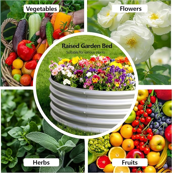 Galvanized Raised Garden Bed Outdoor, 8x2x1ft(2Pack) Metal Heavy Duty Planter Boxes for Gardening, Easy Assemble Bottomless Small Oval Plant Container Kit for Vegetable, Flower, Fruit, Silver