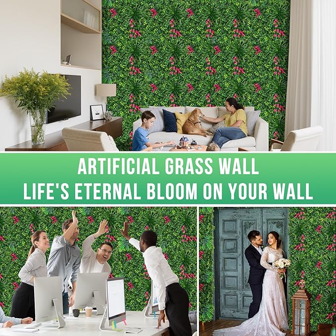 Grooy Boxwood Roll Panels, Grass Wall 20"x20"(6PCS), Grass Backdrop, Privacy Screen, Sun Protected Green Wall Decor for Outdoor, Indoor, Garden, Backyard and Décor