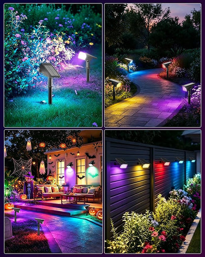 Solar Color Changing RGB Lights IP65 Waterproof, 56 LED 8 Lighting Modes Solar Spotlights, Landscape Lights for Yard Garden Pathway Holiday Decor, 6 Pack (Multicolor)