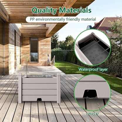Elevated Raised Garden Bed,Outdoor Large Resin Patio Planter Box Stand Divisible with Drain Plug,Water Monitor for Plants Vegetables Flowers Fruits(Grey)