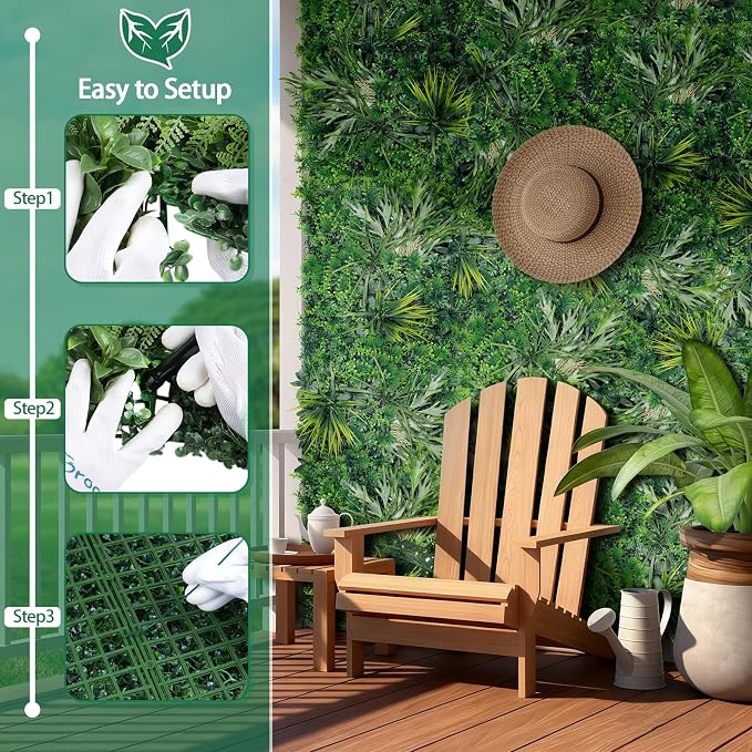 Grooy 20"X20" Grass Wall, 6PCS Boxwood Panels UV-Protected Faux Grass Backdrop Wall,Greenery Privacy Hedge Screen for Outdoor Garden Patio, Indoor Party Balcony Fence Decor
