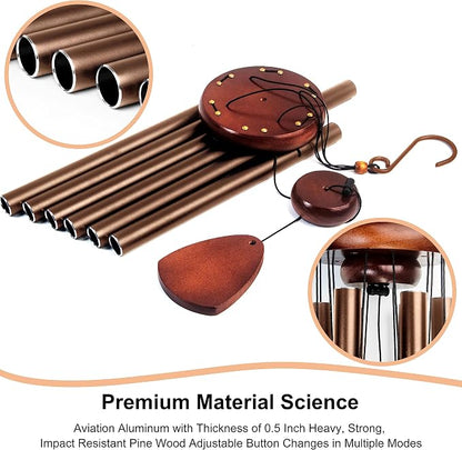 Bursvik Large Aluminium Wind Chimes 37 Inches to Create a Zen Atmosphere Suitable for Outdoor, Garden, Patio Decoration. Classic Wind Chimes with Wind Catcher Suitable as A Gift for Unisex(Coffee)