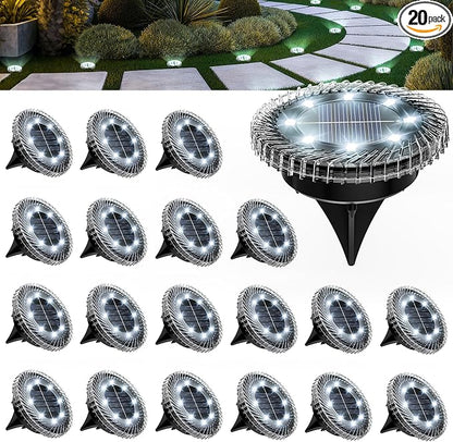 PATIOWIN 20 Pack Small Solar Ground Lights, Pathway Light Waterproof, Outdoor Solar Light for Garden, Driveway, Walkway, Backyard (Cool White)
