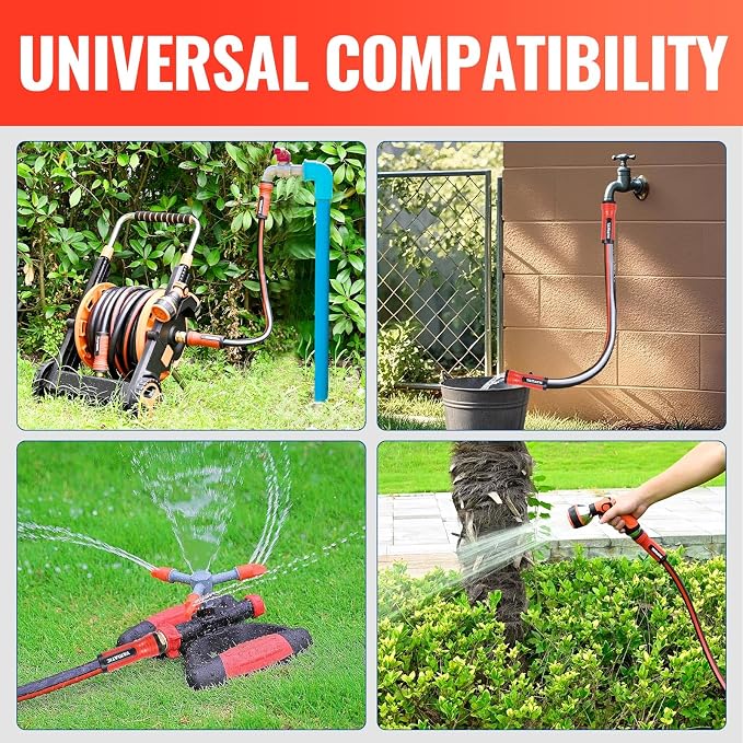 YAMATIC 3FT Flexible Garden Hose Female to Female 5/8in, Burst 300 PSI | 3 ft Short Leader Hose, 2-in-1 Dual Use with 3/4" Solid Brass Swivel Fittings, Small Water Hose Extension for Reel Lawn Yard