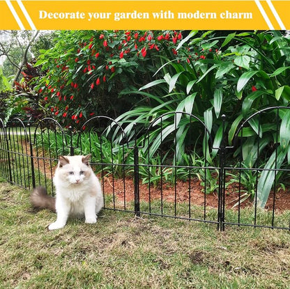 Blingluck Decorative Garden Fence, 17 in(H) x 27.5 ft(L) Arched Rustproof Metal No Dig Garden Fence Border,Ground Stake Animal Barrier Fence, Outdoor Decor for Yard & Patio,25 Pack