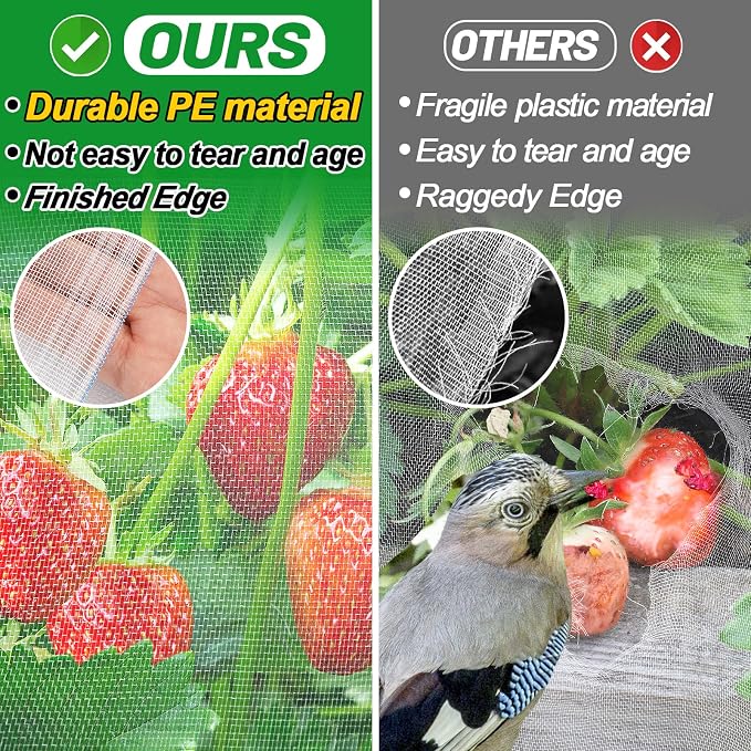 8x20ft Large Garden Netting - Ultra Fine Mesh Plant Covers to Keep Small Animals Pest Out, Bird Barrier for Protecting Vegetables Fruits Flowers Raised Beds (Without Pole)