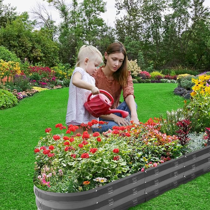 GADI 67-Inch Raised Garden Bed, Metal Planter Box for Vegetables and Flowers, Large Outdoor Gardening Kit, Easy DIY Assembly, Weather-Resistant & Rust-Proof
