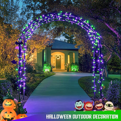 JMEXSUSS 2 Pack Solar Halloween Lights, Tot. 400LED 151FT, Purple and Green | Outdoor Waterproof, 8 Modes Solar String Lights for Outside Patio Yard Garden Tree Decorations