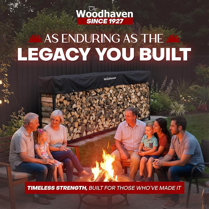 Woodhaven Black Large Outdoor Firewood Rack (12 Foot, With Cover)