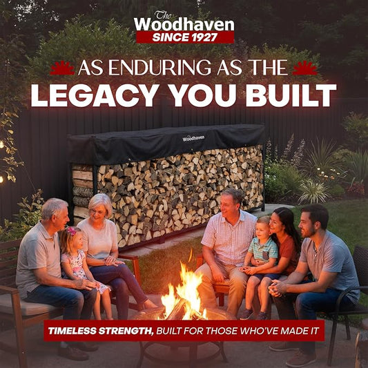 Woodhaven Black Large Outdoor Firewood Rack (12 Foot, With Cover)
