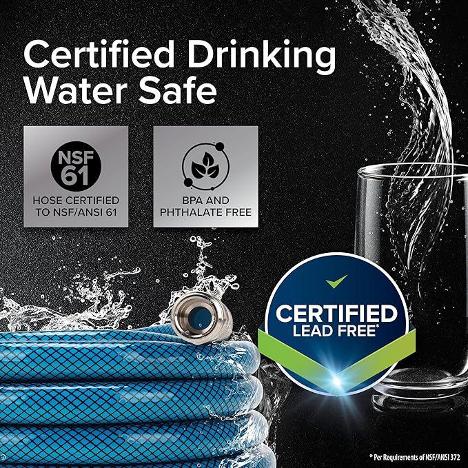 Camco TastePURE 35-Foot Premium Camper/RV Drinking Water Hose - Features a Heavy-Duty No-Kink Design with Strain Relief Ends & 5/8-Inch Inside Diameter - NSF Drinking Water Safe Certified (22843)