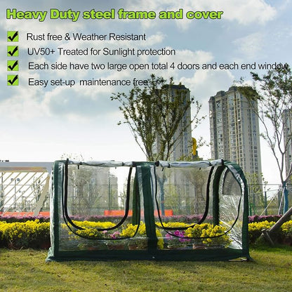 Porayhut Portable Greenhouse Tent, Easy Set-Up Gardening Flower House & Plant Sunshine Room with PVC Cover,71" X35.4" X35.4" for Protecting Plant from Cold Frost & Birds & Insects