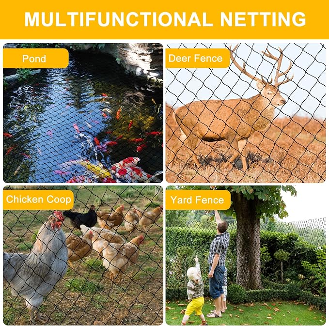 BSTPCOO Bird Netting for Chicken Coop, 25'x50' with 2.4" Square Mesh Poultry Netting Heavy Duty Nylon Nettings for Garden, Aviary Net Fruit Tree Nettings