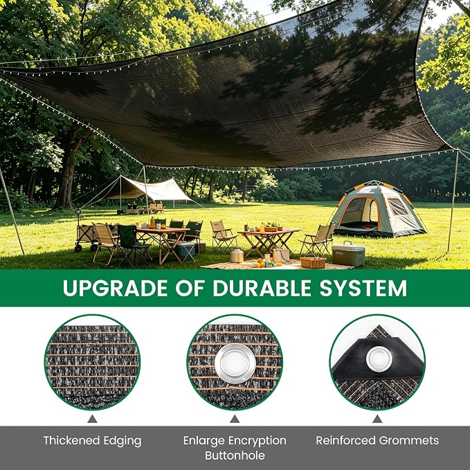Shade Cloth, 14FT X 20FT 70% Black Outdoor Woven Sun Shade with Grommets, Durable Breathable Netting Shading Antifreezing for Patio, Garden, DIY Home, Plants Cover, Greenhouse, Dog Kennel
