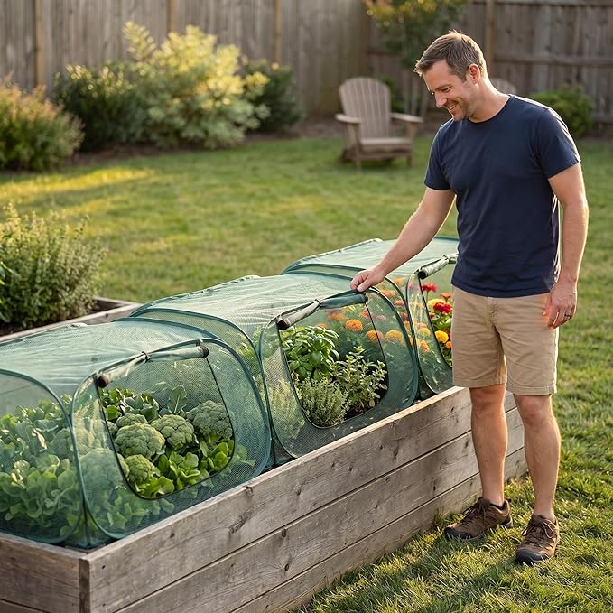 1Pack Raised Garden Bed Covers, Pop Up Mesh Plant & Vegetable Cover,30% Sunblock Plant Shade Tent, Outdoor Planter Protection, Sun & Insect Guard