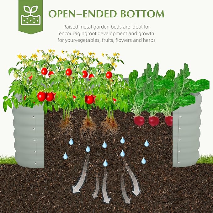 DDK Galvanized Raised Garden Bed, Outdoor Planter Bed, 4x2x1.5ft Metal Planter Box for Gardening and Planting,Light Green