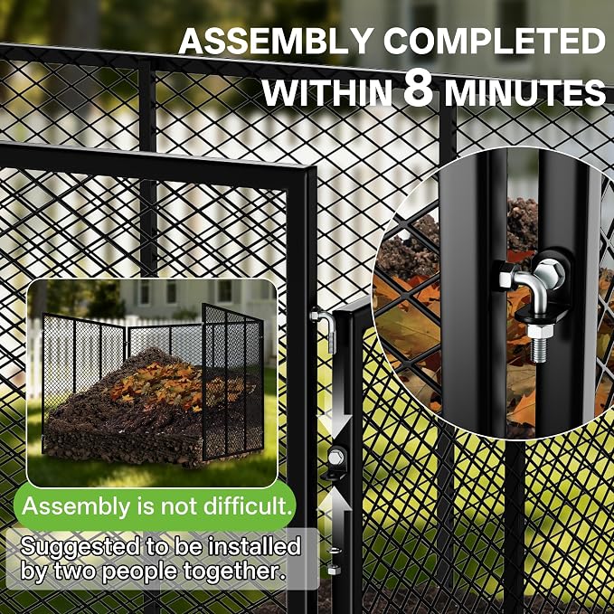 Large Compost Bin, 172 Gallon Metal Wire Mesh Composter for Outdoor, Waterproof Composting Bin with Rust-Proof Coating, Easy Assembly Compost Bin for Garden, Yard, Kitchen Waste, Leaves, 37x37x30 in