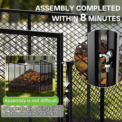 Large Compost Bin, 172 Gallon Metal Wire Mesh Composter for Outdoor, Waterproof Composting Bin with Rust-Proof Coating, Easy Assembly Compost Bin for Garden, Yard, Kitchen Waste, Leaves, 37x37x30 in