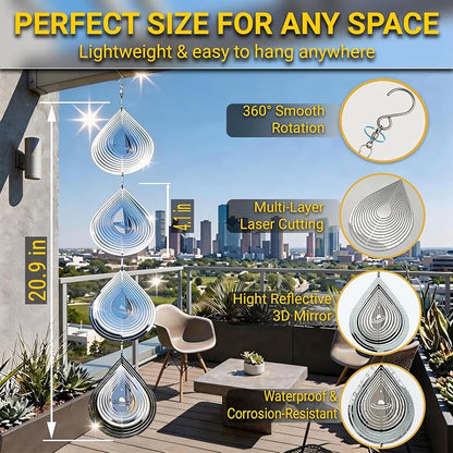 Reflective Bird Deterrents for Outside – Bird Repellent Devices Outdoor – 3D Wind Spinners Outdoor Garden Decor –3 Set Bird Repellent to Keep Woodpecker & Pigeons Away from Window Roof (Style 4)