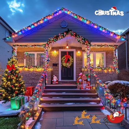 JMEXSUSS 2 Pack Solar String Lights Outdoor Waterproof, Total 66 FT 200 LED Solar Christmas Lights Outdoor, Twinkle Light for Christmas Tree Outside Garden Yard Xmas Decor, Warm White to Multicolor