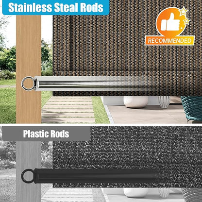 Shade&Beyond 4' W × 14' L Pergola Shade Cover Mocha Pergola Cover Canopy Replacement Shade Cloth for Garden, Patio, Deck, Porch with Grommets and Rods(Make Custom Size)