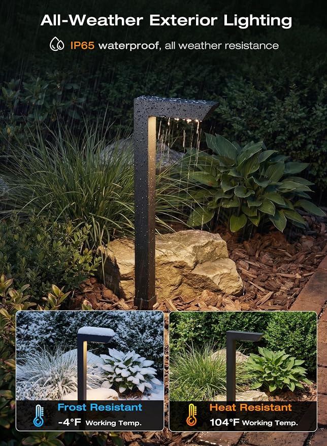 [6 Pack] CLOUDY BAY 5W LED Low Voltage Landscape Pathway Light,12-24V 1800K/2700K/3000K/4000K/5000K Selectable Path Lights,Black