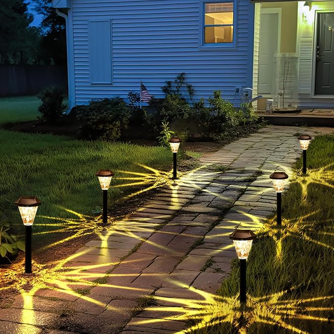 GIGALUMI 10 Pack Solar Lights Outdoor Waterproof, Outdoor Solar Lights for Yard, Solar Garden Lights, Yard Decorations Outdoor for Pathway, Patio, Garden, Driveway, Lawn, and Landscape(Warm White)