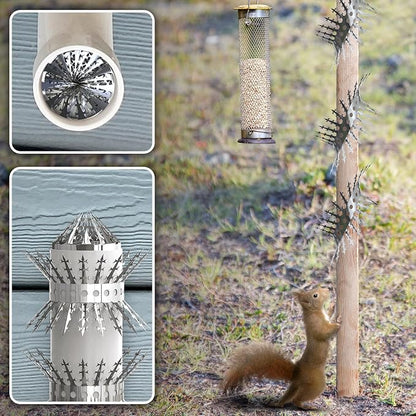 Raccoons Squirrel Baffle Spikes Deterrent, 120in Stainless Steel Pigeons Bird Spikes, Avoided Snakes Cats, Nests on Fences/Eaves/Porch/Windowsills, Protect Bird Feeder Pole