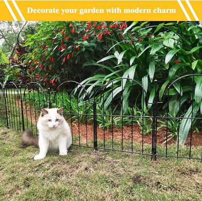 Blingluck Decorative Garden Fence, 17 in(H) x 10.83 ft(L) Arched Rustproof Metal No Dig Fence Garden Fence Border, Ground Stake Animal Barrier Fence for Rabbit Dog, Outdoor Decor for Yard & Patio