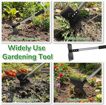 Garden Tools,Weeder Tool,63" Weed Puller Tool with Long Handle,Easy Weeding Without Bending or Squatting Down,Weeding Tools Suitable for Farm Planting and Gardening(Black 24 Claws)