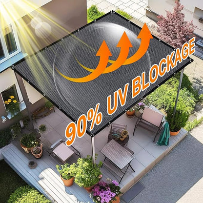 Artpuch 90% Sun Shade Cloth, 6 x 20 FT Pergola Shade Cover Canopy with Grommets, Sun Screen Fabric Tarp for Patio, Outdoor, Garden, Backyard, Dark Grey